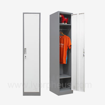 Steel KD Gym Metal Lockers Furniture Key Lock Wardrobe Single Clothes Storage Cabinet